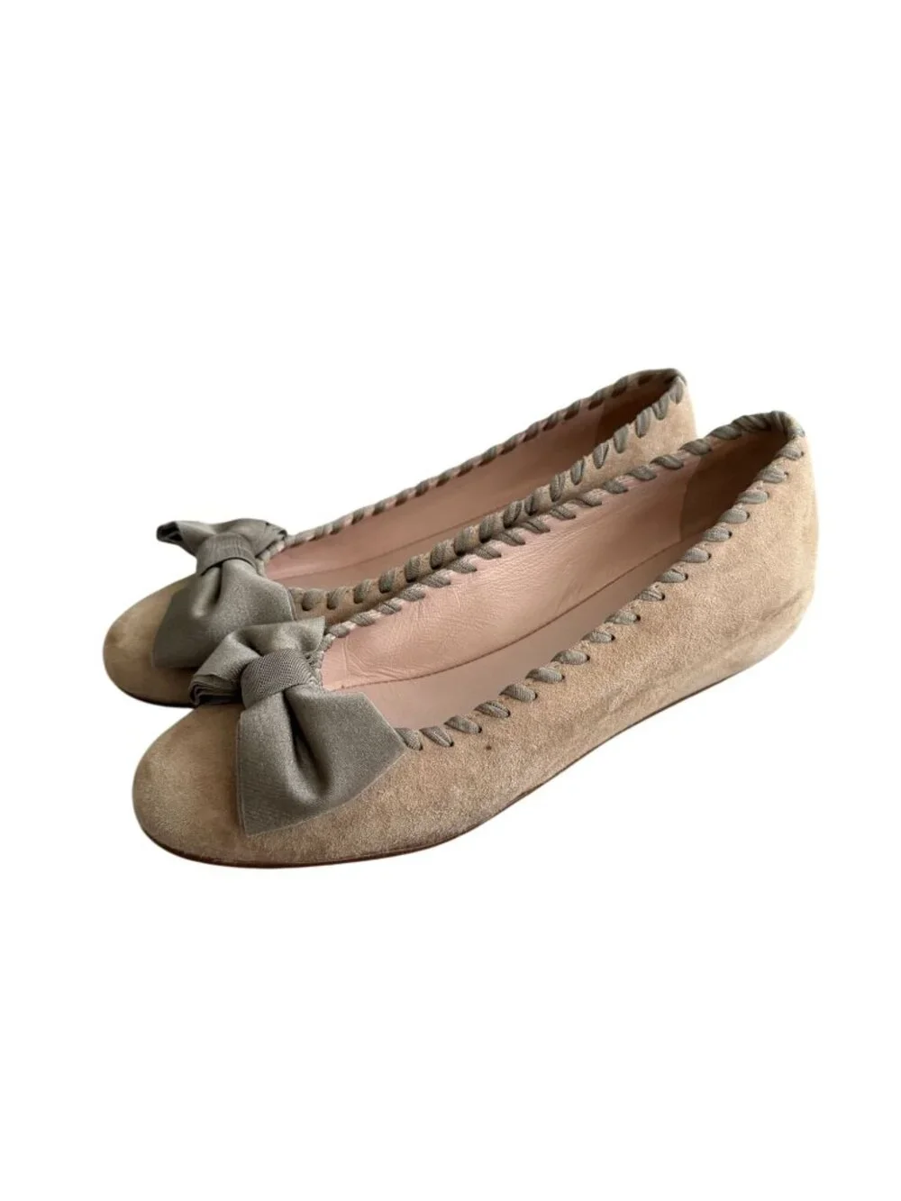 AMALFI Beige Bow Suede Wedges Size 6.5 Womens